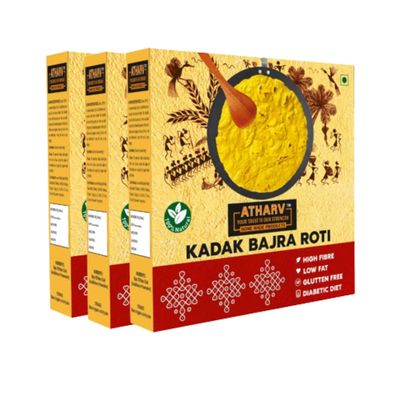 ATHARV HOME MADE PRODUCTS Khadak Sajje(Bhajra)RotiIReady To Eat(Pack Of 3-10 Piece Each Box)I750 Gram