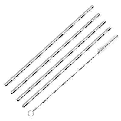 Pack of 4 Reusable Stainless Steel Metal Straws - (Straight) with Brush - Straws for Cold Drink Milk Shake Thick Shake