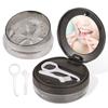 Denture Case, Leak Proof Denture Bath Case Cup Kit for Travel Cleaning, Denture Holder Box Bath Soaking Container for Women & Men with Mirror, Strainer, Removal Tool and Denture Brush(Grey) view 1