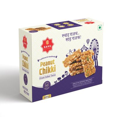 SAHU GAJAK BHANDAR Roasted Peanut Chikki 600 Gm | No Added Preservatives | Mungfali Gachak | Snacks | Gazak