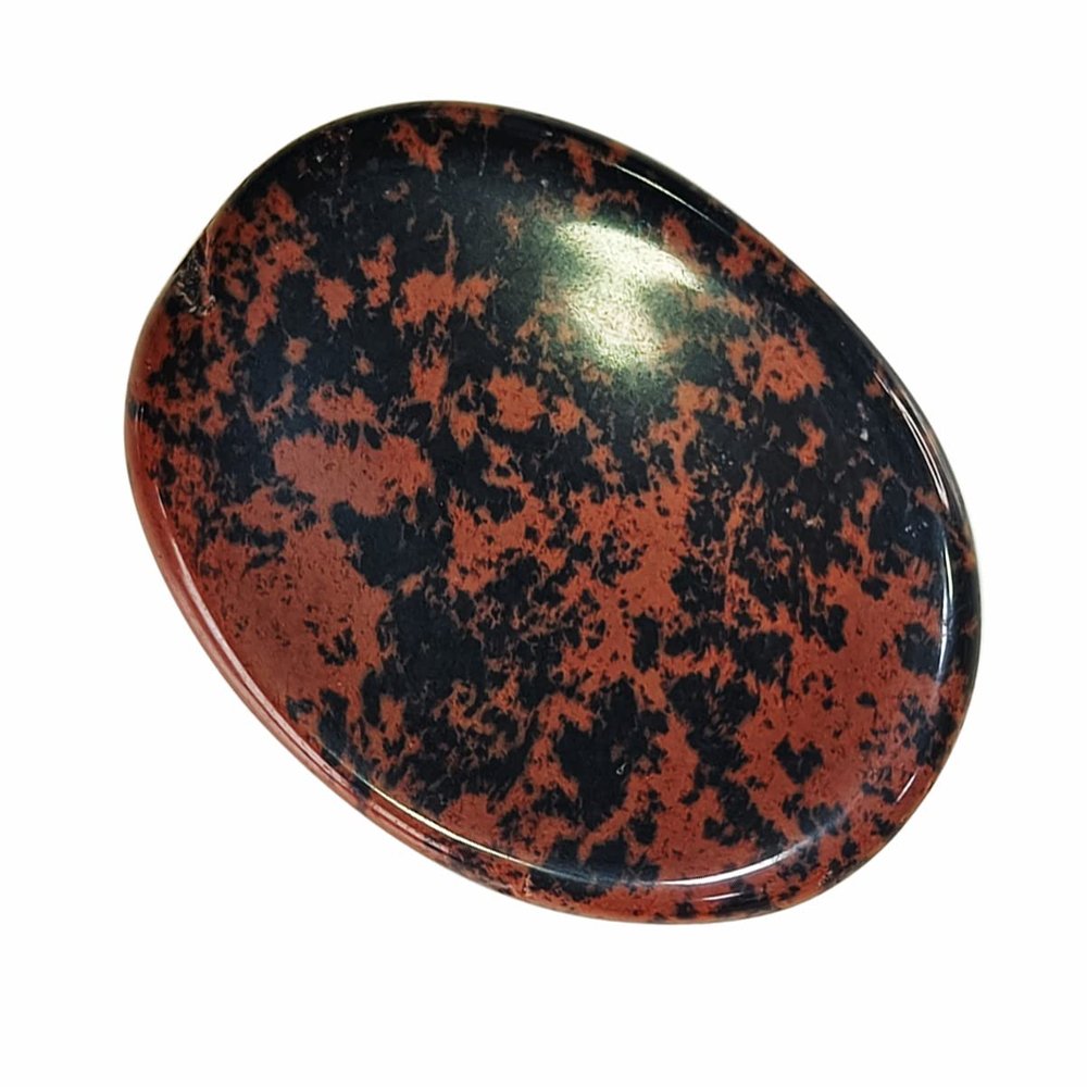 9Dzine Mahogany Obsidian Jasper Thumb Worry Stone for reiki healing crystals Palm Stone original Vastu Meditation Gemstone Face Massager Feng Shui Spiritual Pocket Stone