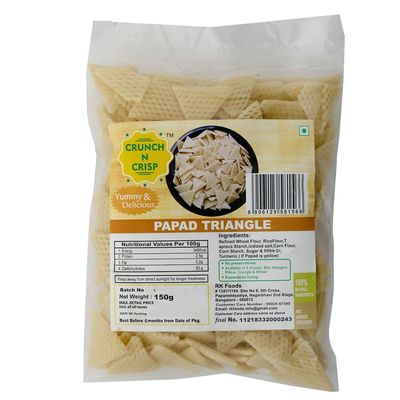 Crunch N Crisp,Health For Your Traditional Snacks Crispy Papad Triangle (150 Grams)