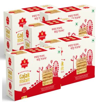SAHU GAJAK BHANDAR Gur Ki Khasta Gajjak 2.5kg (5 x 500g Boxes) | Sesame Chikki Snacks | Til Patti | Gud Gachak | Traditional Indian Mithai | Handmade | No Added Liquid Glucose or Preservatives