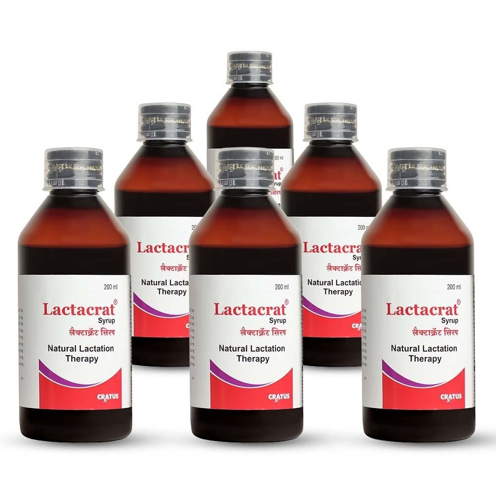 Cratus Lactacrat Syrup Maternity Aid Improved Breast Feeding Lactation Milk Production for Women, Saunf Flavour (Pack of 6)