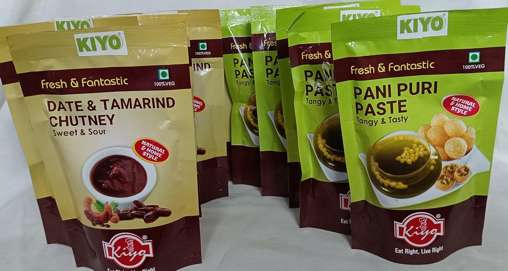 KIYO Combo Pack of 5 Pani Puri Paste and 5 Date & Tamarind Chutney || No Artificial Flavours & Colours Added || Made with Fresh Natural Ingredients || 100 gm Each (Pack of 10)
