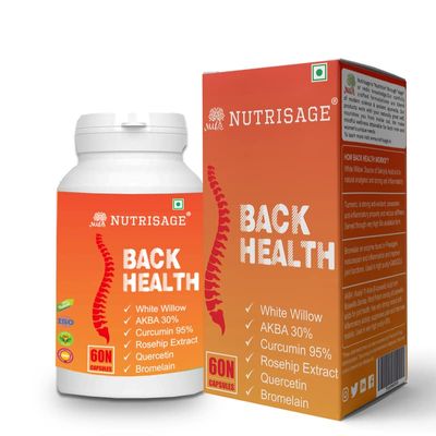 Nutrisage Back Health, Spine and Disc, Back Pain Relief with 9 Potent Herbs - All Natural, Help Relieve Back Pain, Spondylitis,60 Veg Capsule