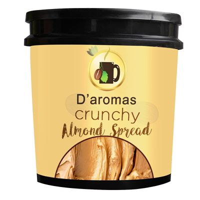 D'aromas Crunchy Almond Spread 1kg | Healthy Breakfast Bread Spread |Top it on Dessert, Milkshakes, Bread| All Natural Ganache