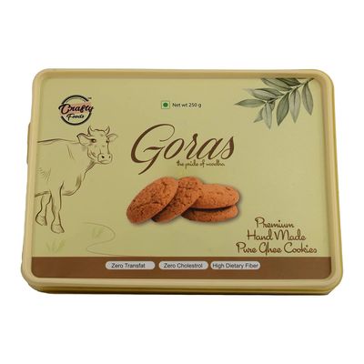 Crafty Foods - The Ingredient of Love - Goras Handmade Pure Ghee Cookies - Cashew Flavoured Best Tasty Teatime Snacks, Healthy & Nutritious 100% -Pack-(4), 250 Grams