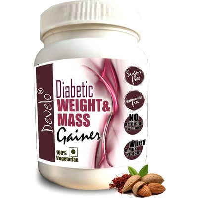 Develo Weight & Mass Gainer for Diabetics, Sugar Free Supplement for Diabetes Care 1 kg Powder Kesar Badam