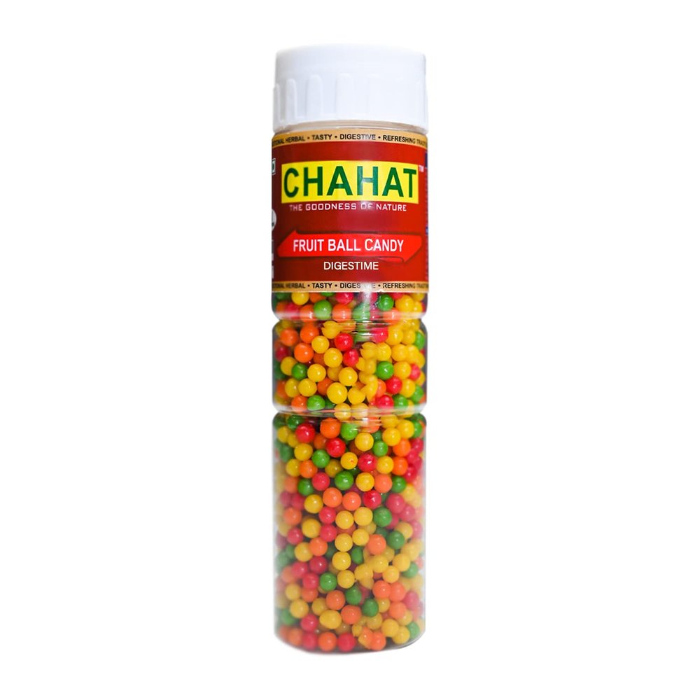 Chahat Pack of 2 Fruit Balls/Candy | Colorful Khatti Mithi Goli | Sugar Pearls | Mouth Freshener (Mini Fruit Ball Candy)