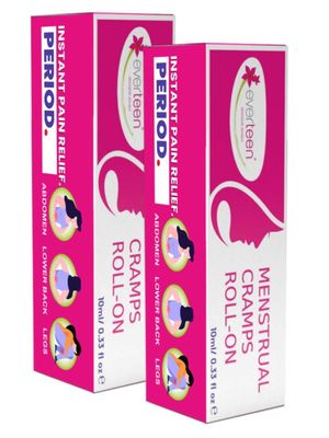 everteen Menstrual Cramps Roll-On for Period Pain Relief in Women - 2 Packs (10ml Each)