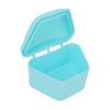 Trapezoid Retainer Case, Mouth Guard Cases, Denture Case Partial Tooth Case Denture Box Denture Storage Boxes, Travel Portable Denture Bath Box for Home Office Blue view 1