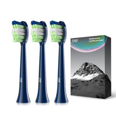 JTF Electric Toothbrush Replacement Brush Heads Compatible with P200 Sonic Toothbrush, Medium Soft Bristles (3 Pack-Blue)