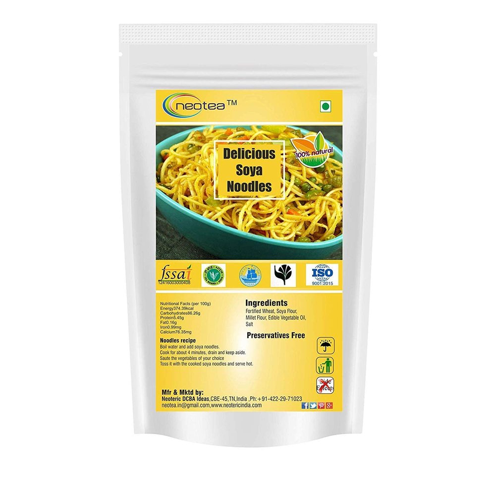 Neotea Delicious Soya Noodles (No Preservatives, No Chemicals, No Artificial Extract) Includes Tastemaker 300 Grams