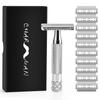 CHARMMAN Classic 3-piece Double Edge Safety Shaving Razor, 1 Razor + 10 pcs Super Stainless Blades + Travel Cover + Luxurious Packaging, 124.0 grams view 2