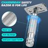 CHARMMAN Classic 3-piece Double Edge Safety Shaving Razor, 1 Razor + 10 pcs Super Stainless Blades + Travel Cover + Luxurious Packaging, 124.0 grams view 3