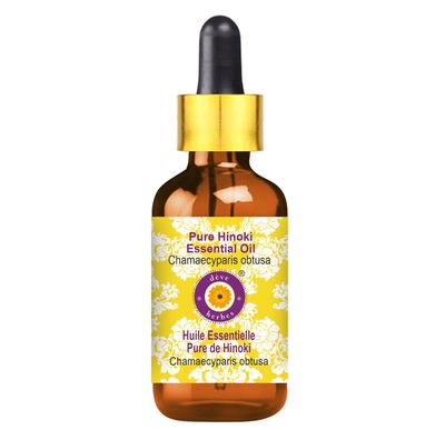 Deve Herbes Hinoki Essential Oil (Chamaecyparis obtusa) with Glass Dropper Pure | Non-Sticky | Non-greasy | Lightweight | Men & Women | All Skin Types | Steam Distilled 10ml