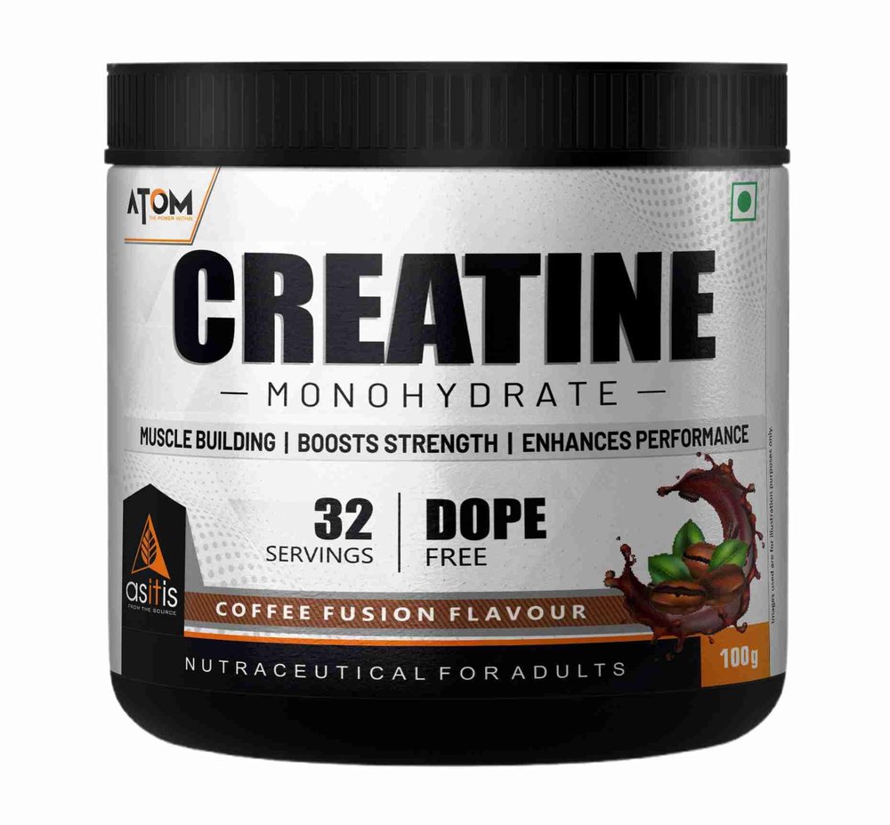 Asitis Nutrition Atom Creatine Monohydrate Powder 100 grams - 32 Servings | Dope Free | Enhances Performance | Promotes Muscle Gains | Coffee Fusion Flavour
