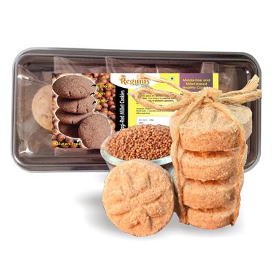Regulus Agro Organic Ragi Red Millet Cookies |105g x 3 |Gluten-free | Maida-free | Healthy Diet cookies| Tea Time Snacks | Prepared in Pure Desi Ghee