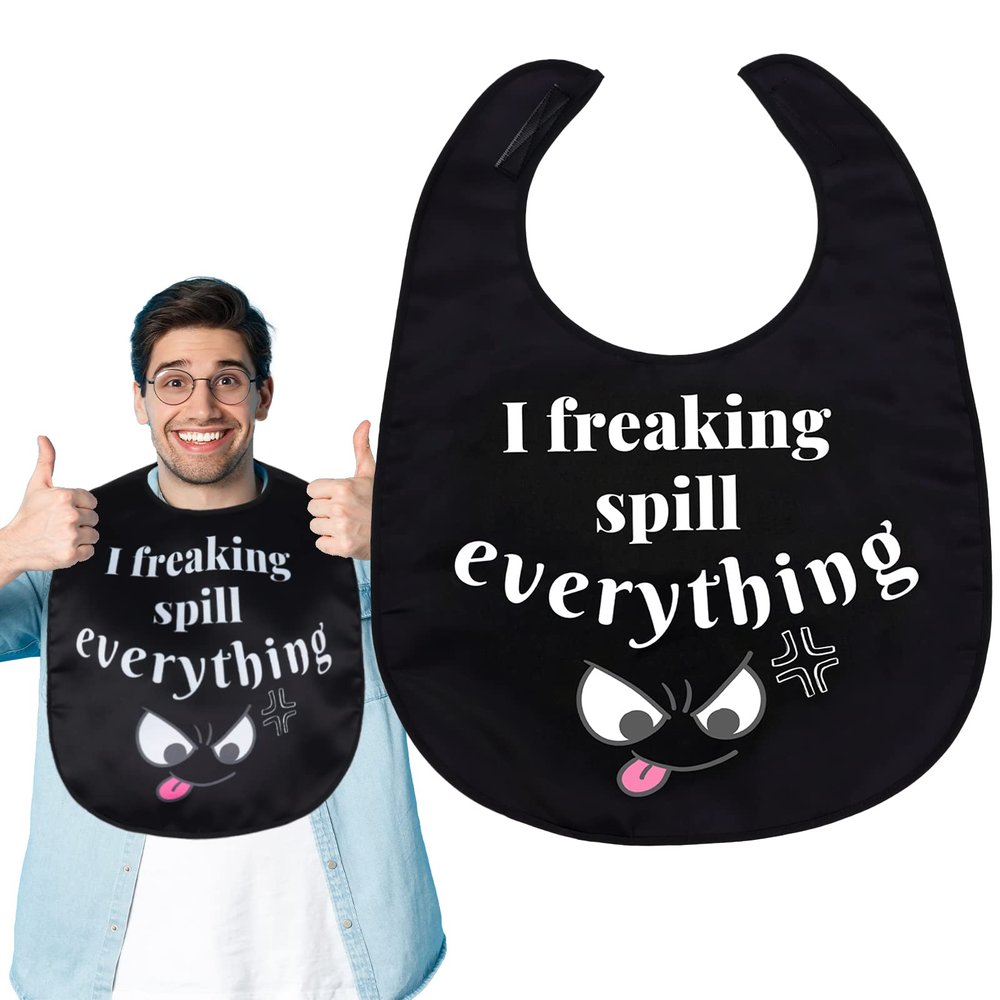 Funny Adult Bibs for Eating Man Women Elderly, Washable Clothing Protectors Bib for Adults Senior Citizens