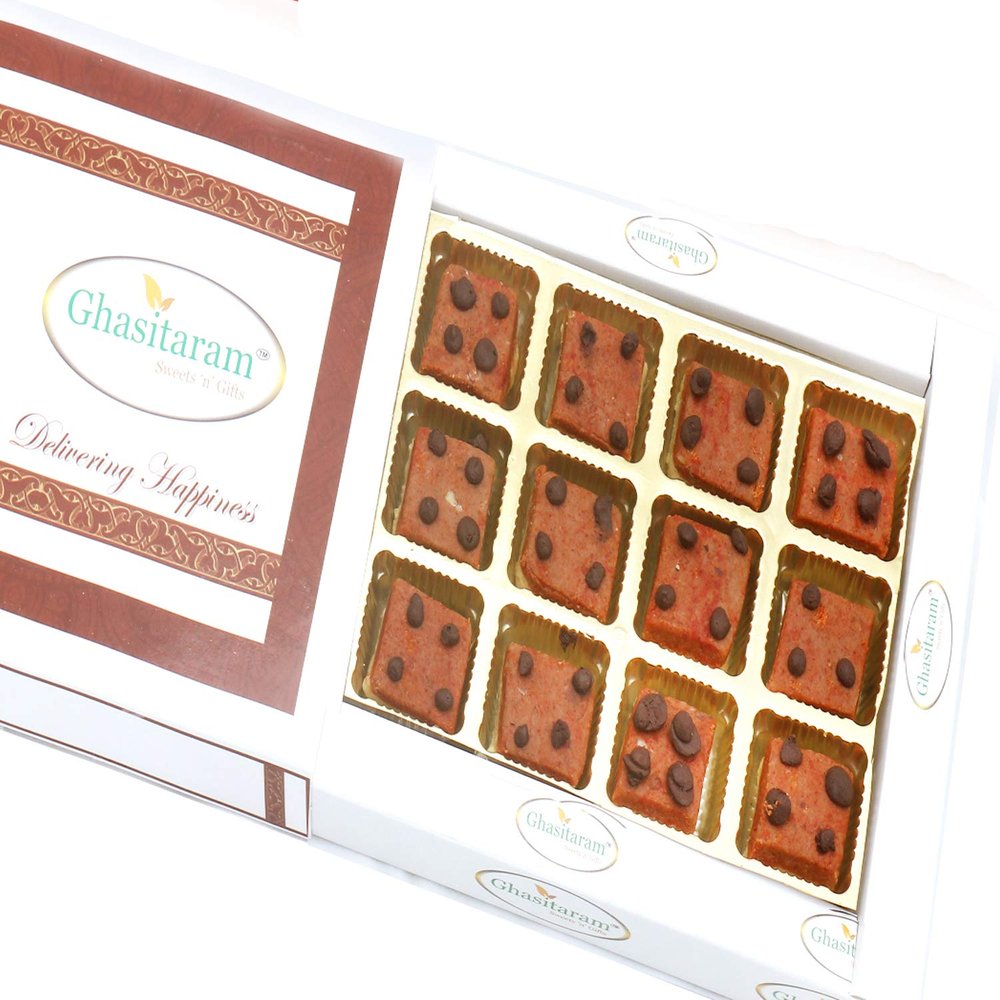 Ghasitaram Gifts Jaiccha Ghasitaram's Chocochip Mawa Barfi in White Box |Sweets|Sweets Gift Pack|Diwali Sweets|Indian Mithai|Diwali Sweets Gift Box|Sweets Gift Box