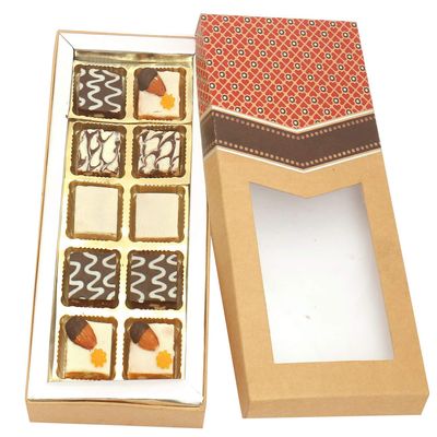 Ghasitaram Gifts Jaiccha 10 pcs Assorted Choco Dryfruit Bites Kraft Box|Sugar Free Sweets|Diabetic Friendly|Diwali Sugar Free Sweets Box
