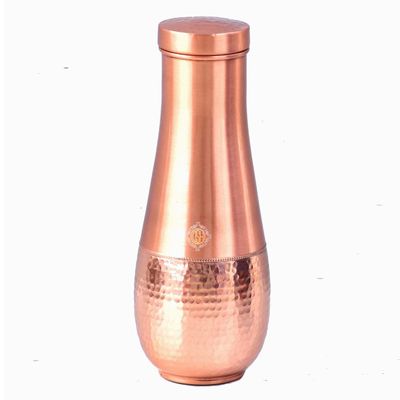 DSH Pure Copper Designer Water Pot with Lid Handmade Bottle & Carafe for Water Storage,Bedroom Dcor and Ayurvedic Drinking Water(Tulip Matt)