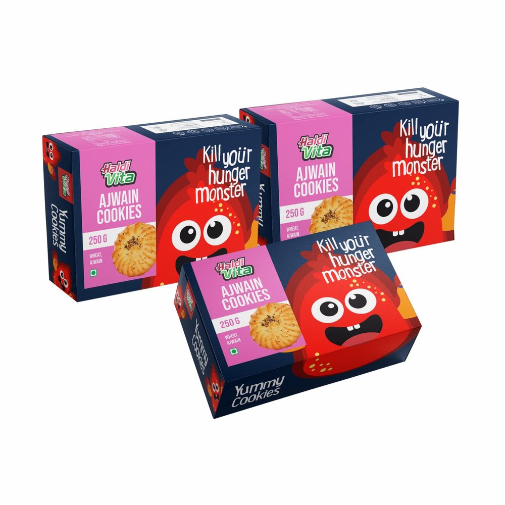 HaldiVita Ajwain cookies | pack of 3 x 250g each |