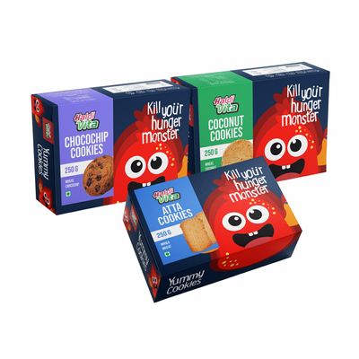HaldiVita Cookies Gift Packs | Fresh Coconut, Chocochip & Atta cookies | Biscuits Combo Pack of 3 x 250g each | Cookies Gift Packs