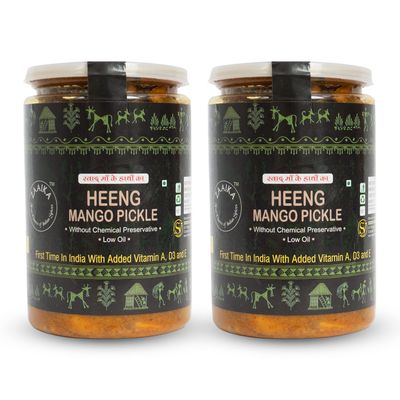 Buy One Get One ZAAIKA Heeng Mango Pickle Low Oil Indian Traditional aam ka achar homemade mothers recipe pickle | No Preservatives 900gm complements a wide range of Indian meals