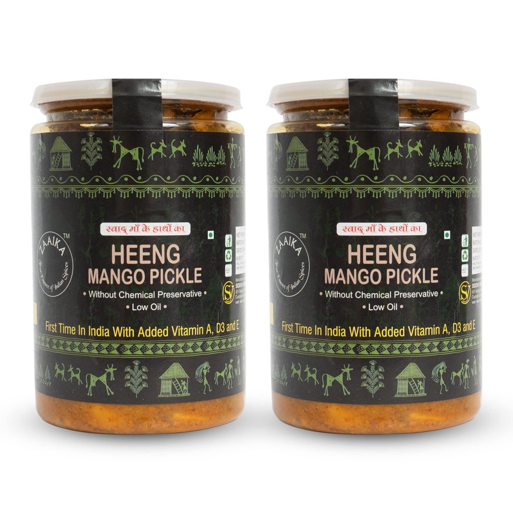Buy One Get One ZAAIKA Heeng Mango Pickle Low Oil Indian Traditional aam ka achar homemade mothers recipe pickle | No Preservatives 900gm complements a wide range of Indian meals