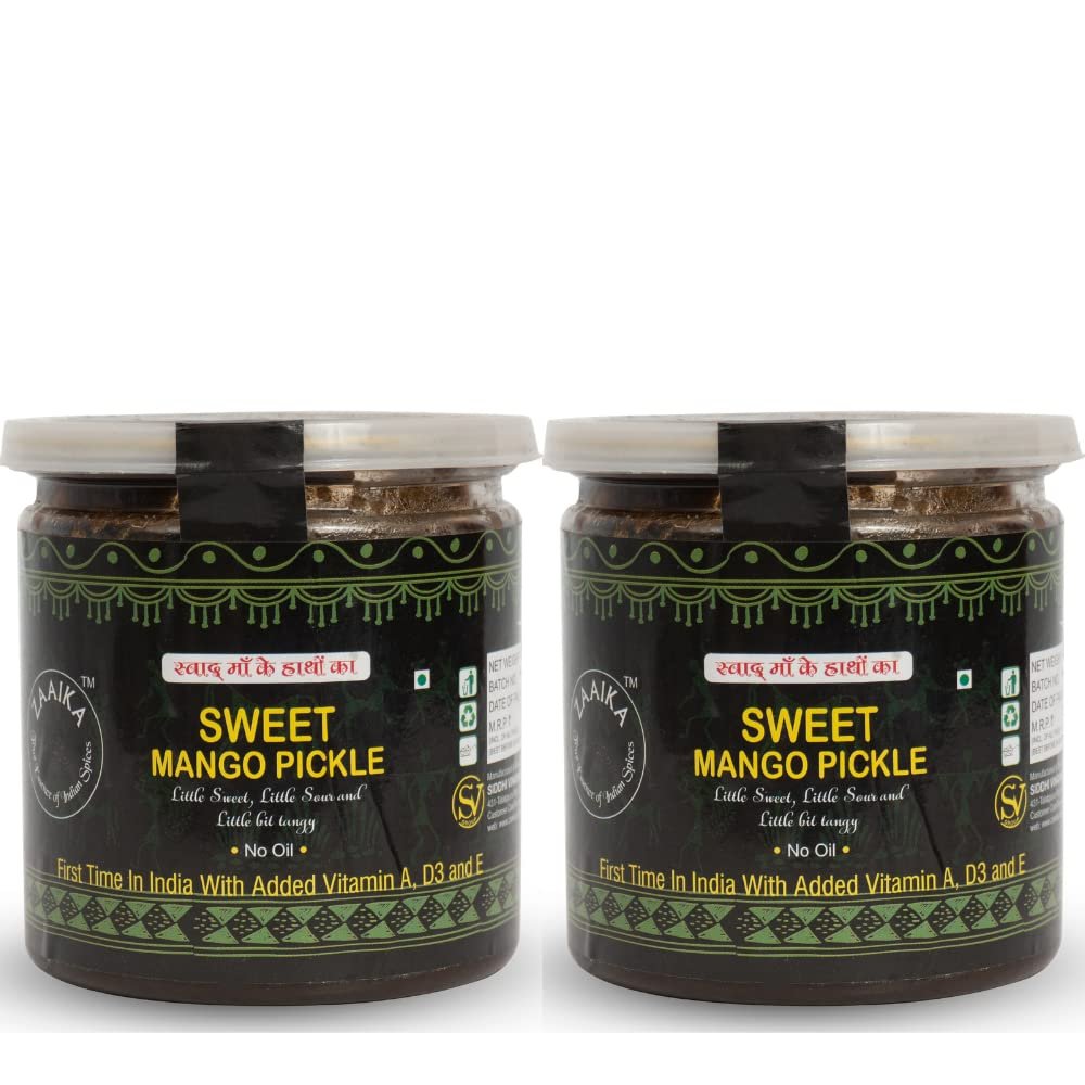 Buy One Get One ZAAIKA Sweet Mango Pickle No Oil Indian Traditional Home Made Achaar | No Preservatives - 450 Gm