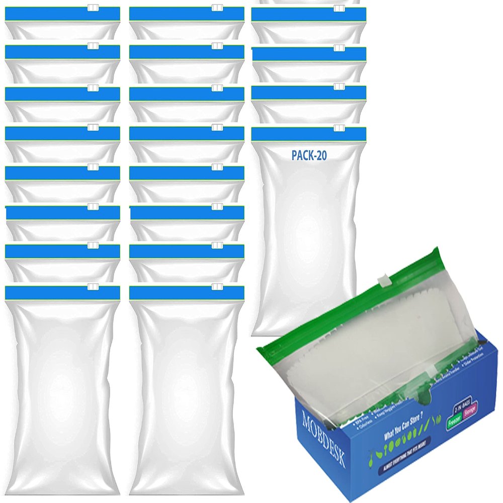 MOBDESK BPA-Free Zip Lock Bag for Fridge | Resealable Ziplock Pouch for Food & Travel | Leakproof Freezer Storage Bags | Zip Lock Covers & Zipper Pouch for Kitchen | Freezer Storage Bags-V-325