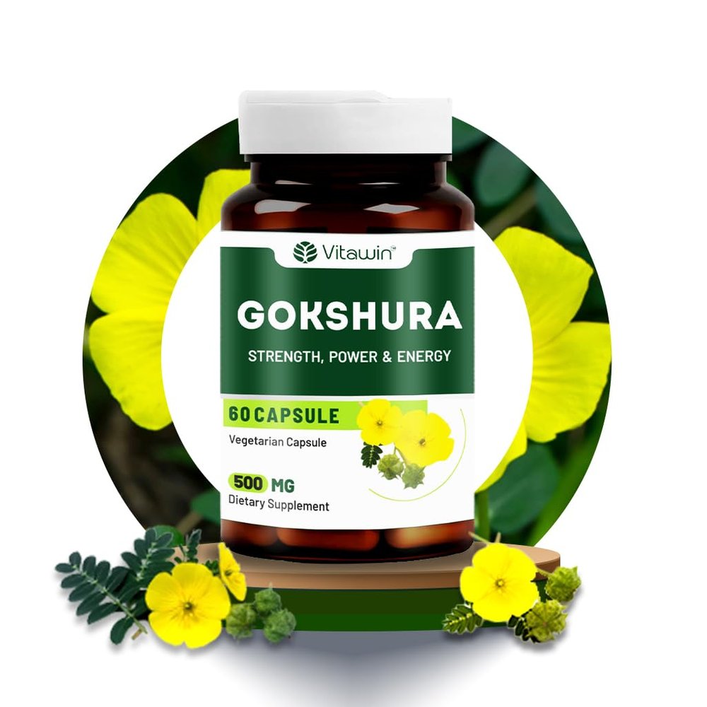 VitaWin Gokshura For Energy, Strength, Power & Muscle Growth, Natural Herbal, Nutrition Supplement - 60 Capsules