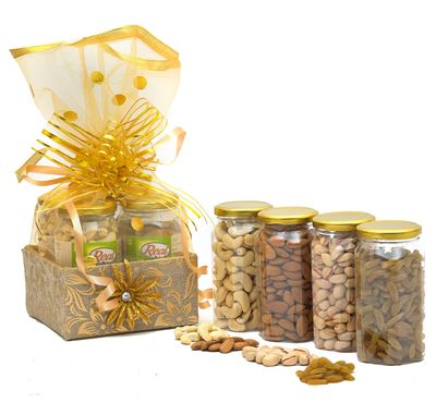 VT REAL NUTRI Dry Fruits& Nut Gift Pack/Basket/Hamper for Diwali | Rakhi | Christmas | Pongal | Corporate Gift.1kg (250 * 4)