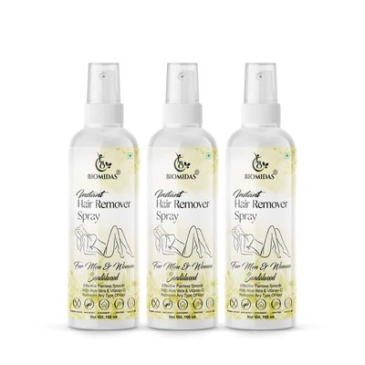 Biomidas Hair Removal Spray (Sandalwood Fragrance) Painless Body Hair Removal spray For Chest, Back, Legs & Under Arms 100ml (Pack Of 3)