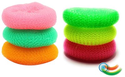 Magic Providers Scratch-Proof Plastic Wool - Pack of 6 | Supper Strong Nylon Scrub | Best for Non Stick Utensils Dish Washing Scrubber for Utensils