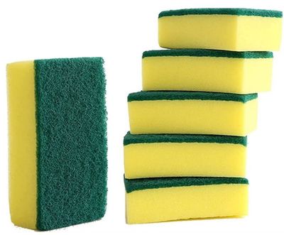 Magic Providers Sponge Scrub Pad for Utensils Cleaning in Kitchen Long Lasting Stain Removal Scrubber for Dish wash Liquid - Pack of 5