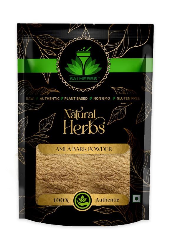 SAI HERBS Amla Dry Seedless Bark Powder - Amla Seedless Chal Powder - Sukha Awala Bark Powder - Indian Gooseberry Bark Powder - Phyllanthus Emblica Bark Powder - Pure & Natural (250 Grams)