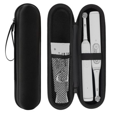Linkidea Electric Toothbrush and Toothpaste Travel Case with Pocket, Hard Shell Powered Brush Protective Storage Bag, Compatible with Oral-B iO Series, Smart 1500, Philips Sonicare, Black, Hard