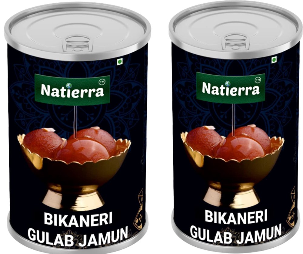 Natierra Bikaneri Gulab Jamun | Rasdaar Brown Balls | Diwali/Rakshabandhan Sweet | 8pcs | Can 400 gx2