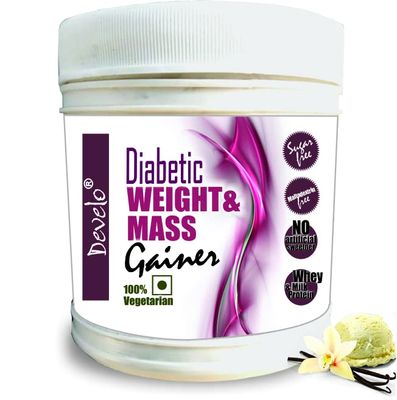 Develo Weight & Mass Gainer for Diabetics, Sugar Free Supplement for Diabetes Care, Weight & Muscle Gain 500 Vanilla