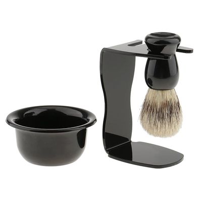 Men's Shave Set Shaving Brush+Acrylic Stand Holder+ Bowl Travel Kit Set