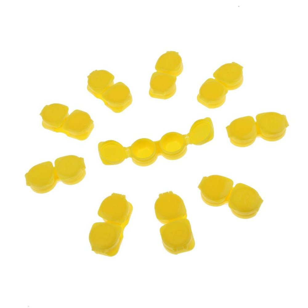 10Piece Mini Flip-top Contact Lens Travel Kit Holder Soaking Box Case Yellow