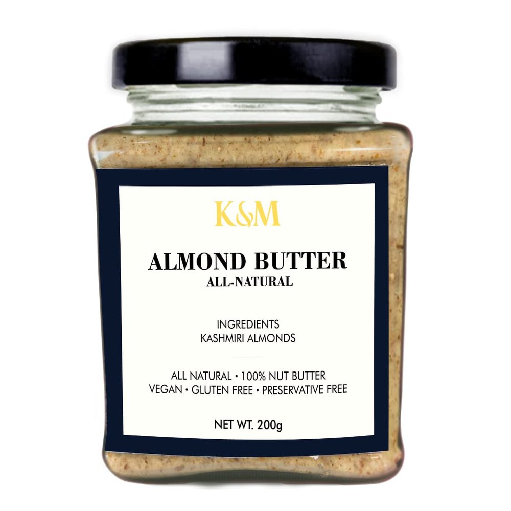 Kanz & Muhul Natural Almond Butter (All Natural Almond Butter)| With No Added Sugar | Rich in Vitamin E & B3 | Gluten Free & Preservative Free | 200 Grams
