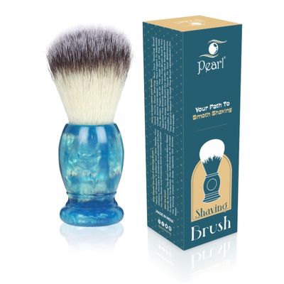 Pearl shaving hand crafted shaving brush for men, synthetic bristles & colored Resin Handle for wet shave SBB-A11 (Blue)