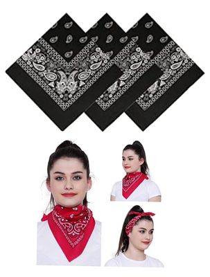 Brendo Men's and women's Cotton Skull Design Big Size Bandana Handkerchief Head Wraps Cowboy Neckerchief scaf Face Mask Gift red and black pack of 6