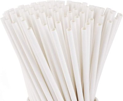 ECONUS White Paper Straw Regular Paper Pipe | Pack of 100 Straws| 6mm Wide & 8 inch Long | Drinking Straws for Juice, Smoothies, Milkshakes, Cold Drinks Eco-Friendly, Biodegradable Disposable Straws