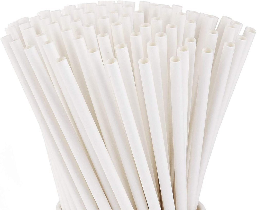 ECONUS White Paper Straw Regular Paper Pipe | Pack of 100 Straws| 6mm Wide & 8 inch Long | Drinking Straws for Juice, Smoothies, Milkshakes, Cold Drinks Eco-Friendly, Biodegradable Disposable Straws