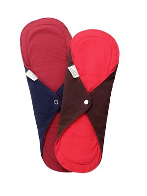 FabPad Reusable Washable Sanitary Cloth Pads Napkins (Pack of 2, Asst Colors, Regular/Maxi)